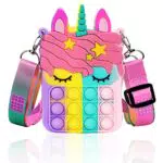 Accevo Einhorn Pop It Tasche, 2 in 1 - Fidget Toys - Taschen Umhängetasche mit Längenverstellbarem Tragegurt