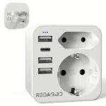 Adapter USA Deutschland Stecker mit 3USB 1USB C, Redagod Steckdosenadapter