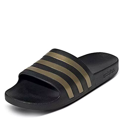 adidas Unisex Adilette Aqua Schlappen, Core Black/Gold Met./Core Black