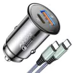 AINOPE Zigarettenanzünder USB C Auto Ladegerät 67.5W PD&QC 3.0 Schnell Metall kfz Ladegerät USB C Adapter Auto Zubehör Kompatibel mit iPhone 15 Pro Max Plus 14