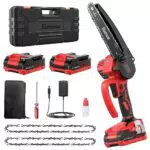 Akku Kettensäge 8 Zoll, Bamse Mini Kettensäge mit Akku Bürstenloser Motor mit 2 Akkus 2.0Ah