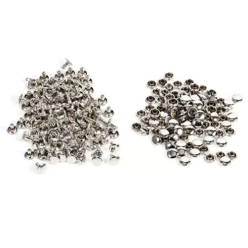 Akozon Doppelkappe Nieten 100 Sets 8x8mm Doppelkappe Niet Metall Lederhandwerk Reparaturen Nieten Spike Dekoration für DIY Leder Handwerk Reparieren Dekoration Snap Fastener