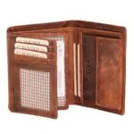ALMADIH Leder Portemonnaie RFID Schutz hochformat 17 Kartenfächer Premium Rindsleder in Geschenkbox Herren Börse Geldbörse Geldbeutel Portmonee Brieftasche Unisex hochkant braun