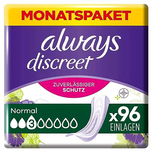 Always Discreet Inkontinenzeinlagen Normal, 96 Binden Monatspaket