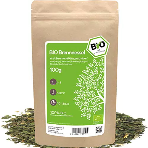 amapodo Brennesseltee Bio 100g - Brennessel - Kräutertee - Brennnessel Tee - Geschenke für Männer - Basentee - Brennnesseltee - Bitterstoffe - Brenessel - Bittertee - Urtica dioica