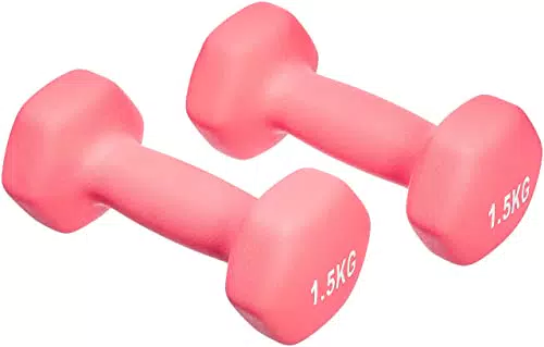 Amazon Basics Neopren Hanteln Gewichte, 3.0 Pink, 2er-Set