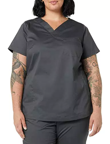 Amazon Essentials Damen Klassisch geschnittenes Scrub-Top mit V-Ausschnitt und kurzen Ärmeln