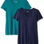 Amazon Essentials Damen Kurzärmeliges T-Shirt mit V-Ausschnitt