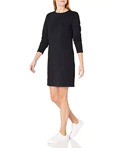 Amazon Essentials Damen Langärmliges Fleecekleid mit Rundhalsausschnitt und Überknielänge