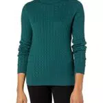 Amazon Essentials Damen Leichter Langarm-Pullover mit Stehkragen und Zopfmuster in klassischer Passform