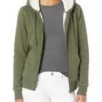 Amazon Essentials Damen Sherpa-gefütterte Fleece-Kapuzenjacke mit durchgehendem Reißverschluss