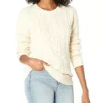 Amazon Essentials Damen Zopfstrick-Pullover Mit Langen Ärmeln Und Rundhalsausschnitt