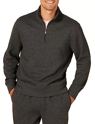 Amazon Essentials Herren Fleece-Sweatshirt mit Langen Ärmeln und Viertel-Reißverschluss