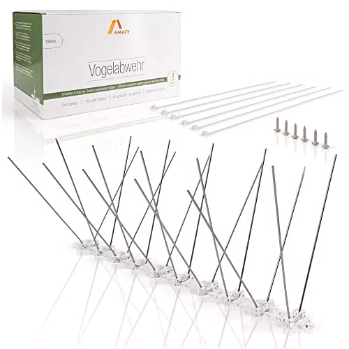 Amazy Taubenabwehr 9m, Effektiver Vogelabwehr aus robustem Edelstahl gegen Tauben & Vögel - Spikes für Dach