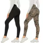 AMIYOYO 2er Pack Leggings für Damen High Waist Leggins Blickdicht Elastische Bauchweg Hosen Weiche Sporthose für Yoga Fitness Outdoor&Freizeit