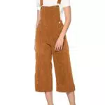 ANNA-KACI Damen Casual Ribbed Corduroy Bib Front weit abgeschnitten Bein Overalls Baggy Jumpsuit Strampler
