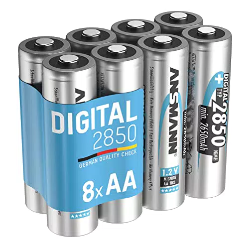 ANSMANN 8X NiMH Akkus AA Mignon 2850 mAh Digital im 8er Spar-Bundle/Schnellladefähige