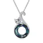 AOBOCO Katze Kette Damen Sterling Silber 925 Katzenanhänger Halskette Katzen Schmuck Geschenke für Katzenliebhaber Frauen Mädchen