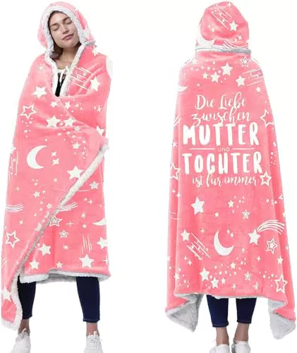 AOKILE Geschenk für Tochter, Sterne Hoodie Decke mit Ärmeln und Kapuze Tochter Geschenk Sherpa Flauschige Decke Mikrofaser Fleece Soft Geschenke für Tochter Mutter Oma TV-Decke