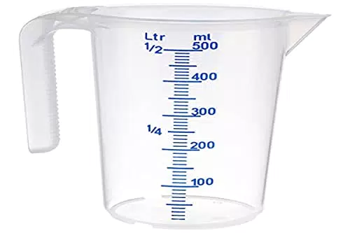 APS Messbecher 0, 5 Liter, Ø 9 x H: 14 cm, Kunststoffbecher mit geprägter Maßskalierung außen