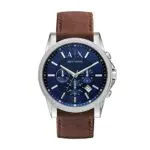 Armani Exchange Herrenuhr, Quarzwerk Chronograph, 45mm Silbernes Edelstahlgehäuse mit Edelstahlarmband