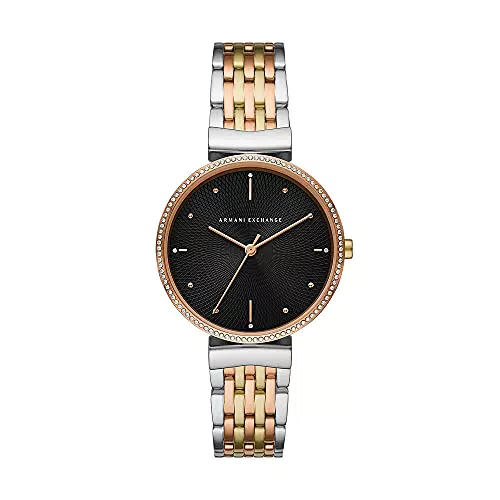 Armani Exchange Uhr für Damen, Dreizeiger Uhrwerk, 36MM Multi Edelstahlgehäuse mit Edelstahlarmband
