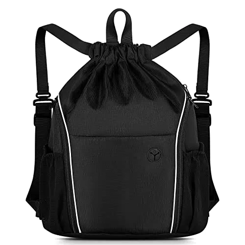 Atarni Turnbeutel Damen Sportbeutel Schwarz Herren - Hipster Beutel Rucksack Gym Bag Kordelzug Gymsack Nylon Sportsack Fitness Schwimmbeutel Wasserdicht mit Innentasche für Erwachsene