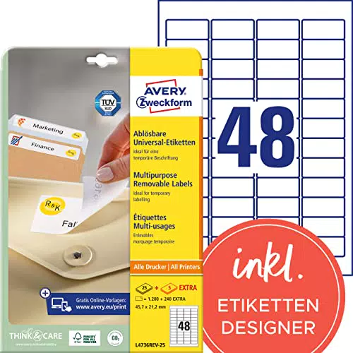 AVERY Zweckform L4736REV-25 Universal Etiketten 30 Blatt