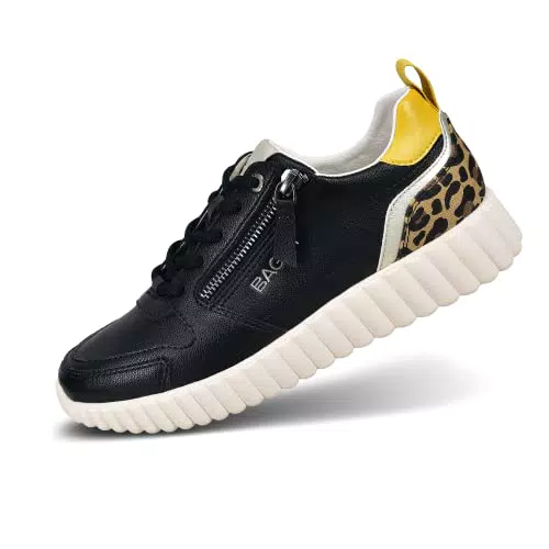 BAGATT Damen D31-ADO02 Sneaker, Black/Animal Print