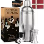 BARVIVO Professionelles Cocktail Shaker Set mit doppeltem Jigger und Zwei Alkohol Ausgießern - 710ml Martini Shaker