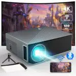 Beamer with 5G WiFi Bluetooth, Mini Outdoor/Home Video Beamer Full HD Native 1080P Tragbar Projektor 4K Heimkino 18000 Lumen Kompatibel mit iOS/Android/HDMI/USB/PS5/TV Stick/X-Box.Schwarz