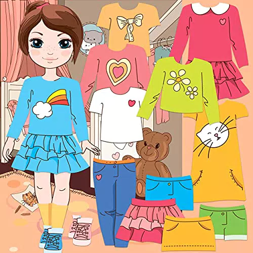 BeCrea Magnetische Anziehpuppe und Puppenkleidungsset Isabella Little Fashionistas