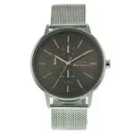 Ben Sherman Herren Armbanduhr mit silbernem Edelstahlarmband und grauem Zifferblatt