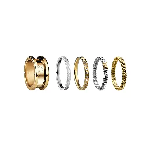 BERING Austauschbar Ring Set für Damen in Silber & Gold mit einzigartigen Twist- & Change System