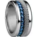 BERING Austauschbar Ringkombination für Damen in Silber & Blau mit einzigartigen Twist- & Change System