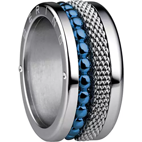 BERING Austauschbar Ringkombination für Damen in Silber & Blau mit einzigartigen Twist- & Change System