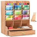 Booxihome Stifthalter Aufbewahrungsbox aus Holz, Große Kapazität DIY Multifunktionaler Schreibtisch Organizer