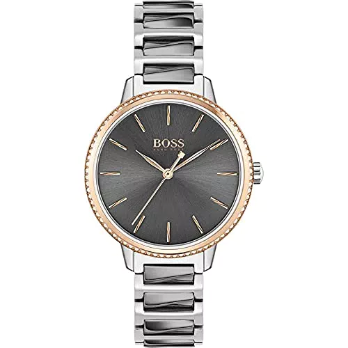 BOSS Analog Quarzuhr für Damen mit Zweifarbiges Edelstahlarmband - 1502569