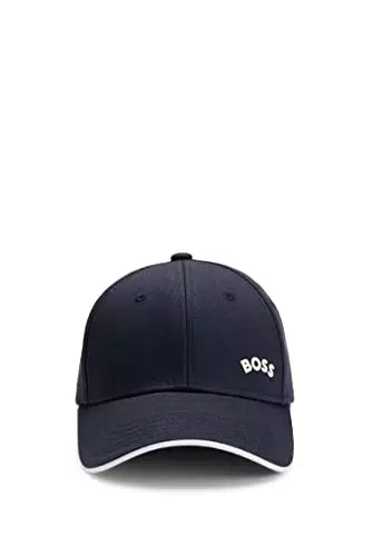 BOSS Herren Cap-Bold-Curved Cap aus Baumwoll-Twill mit geschwungenem Logo Dunkelblau Stck