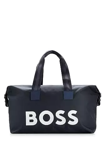 BOSS Herren Catch 2.0DS Holdall Weekender aus gemustertem Gewebe mit Logo Dunkelblau Stck