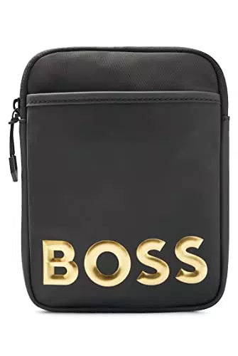 BOSS Herren Holiday BG Phone pou Brustbeutel aus recyceltem Gewebe mit Metallic-Logo Schwarz Stck