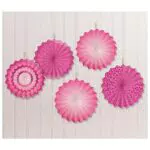 Bright Pink Mini Paper Fans 15cm /5