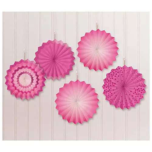 Bright Pink Mini Paper Fans 15cm /5
