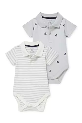 C&A Baby Jungen Body 2er Pack|Multipack Streifen|Bedruckt cremeweiß 56