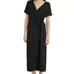C&A Damen Kleid V-Ausschnitt Midi Kleider schwarz 42