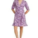 C&A Damen Kleid Wickelausschnitt oberhalb des Knies Wickel-Form Kleider pink 42