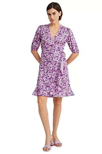 C&A Damen Kleid Wickelausschnitt oberhalb des Knies Wickel-Form Kleider pink 42
