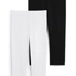 C&A Damen Leggings Hosen Skinny Unifarben 2er Pack|Multipack schwarz/weiß