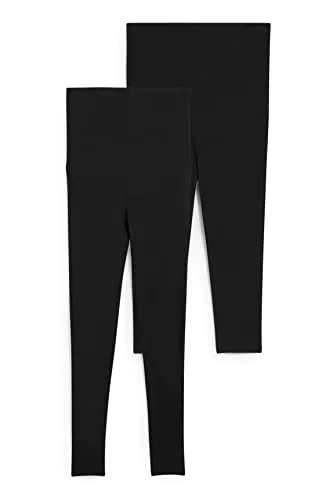 C&A Damen Leggings Hosen Umstandsmode Skinny Unifarben 2er Pack|Multipack schwarz