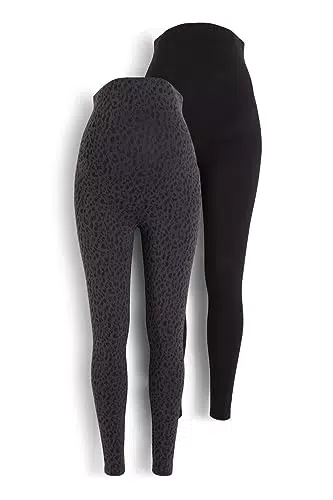 C&A Damen Leggings Hosen Umstandsmode Skinny Unifarben|Bedruckt 2er Pack|Multipack dunkelgrau